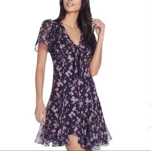 Cinq‎ à Sept Navy and Pink Floral Mini Dress
